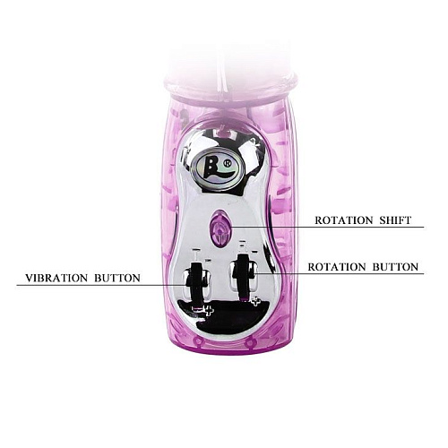 Розовый вибромассажёр с ротацией, возвратно-поступательным движением и стимулятором клитора Baile BW-020525R-0101 (29 см)