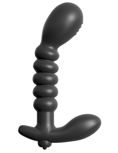 Анальный вибромассажер чёрного цвета Pipedream Ribbed Prostate Vibe PD4685-23 (15,2 см)