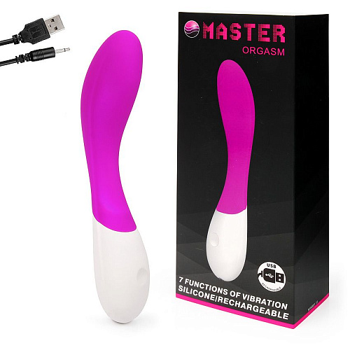 Лиловый вибромассажёр с изогнутым стволом Baile Orgasm BI-014429 (20 см)