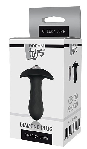 Чёрная анальная вибровтулка Dream Toys SINGLE SPEED DIAMOND PLUG 21486 (9 см)