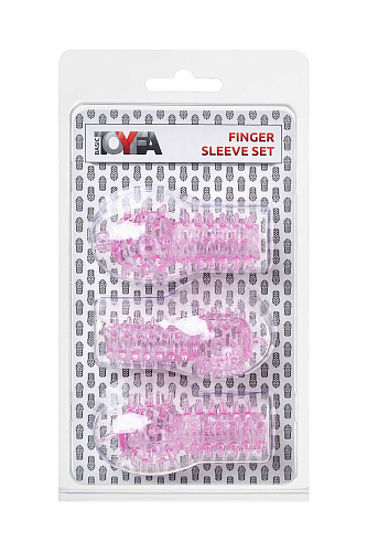 Набор из 3 розовых насадок на палец ToyFa 888020