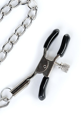 Красный кляп-трензель в виде косточки с зажимами для сосков ToyFa Theatre 708027