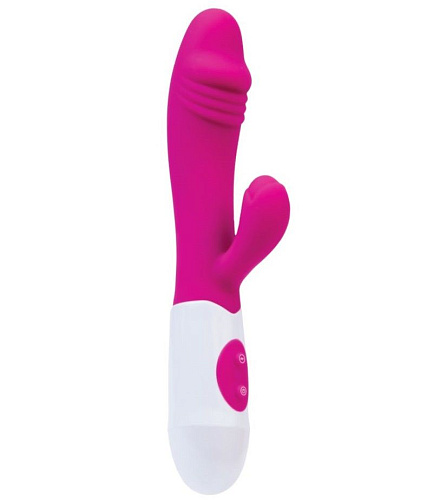 Ярко-розовый вибратор с клиторальным стимулятором A-toys Area 765001 (19,5 см)