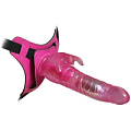 Розовый страпон Howells 10 Mode Vibrations 8.5 Harness Rabbit Dong 92004pink (19 см)