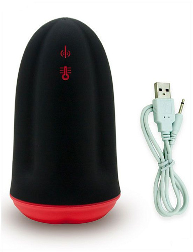 Чёрно-красный вибромастурбатор с нагревом Yuanse Elmer G-0008