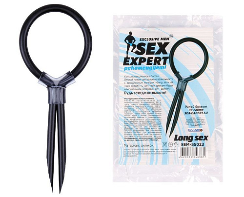 Чёрное силиконовое эрекционное кольцо-лассо Bior toys Sex Expert SEM-55023