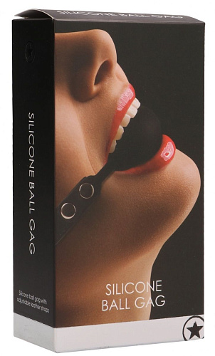 Чёрный силиконовый кляп-шарик на регулируемом ремешке Shots Media BV OU233BLK