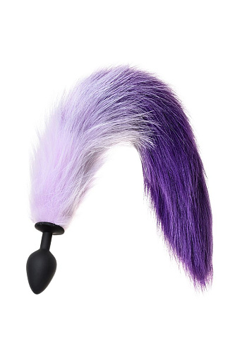 Чёрная анальная втулка с фиолетово-белым хвостиком POPO Pleasure 731444 (размер M)