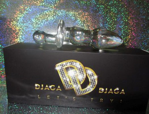 Стеклянная, прозрачная анальная пробка с ручкой Джага-Джага GD210 (16 см)