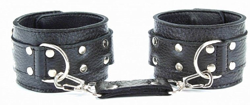 Кожаные чёрные наручи с пряжкой БДСМ арсенал 51005ars
