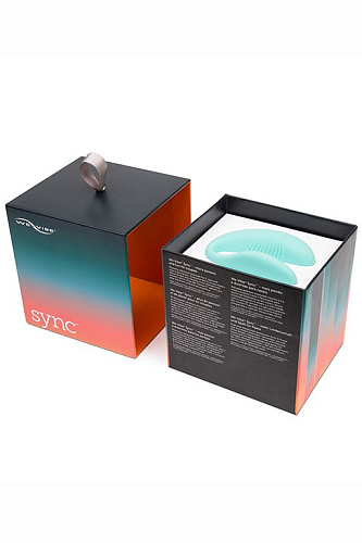Голубой вибромассажёр для пар на радиоуправлении We-vibe Sync-Aqua