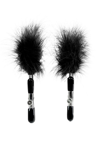 Зажимы для сосков с чёрным пухом ToyFa Theatre 705009