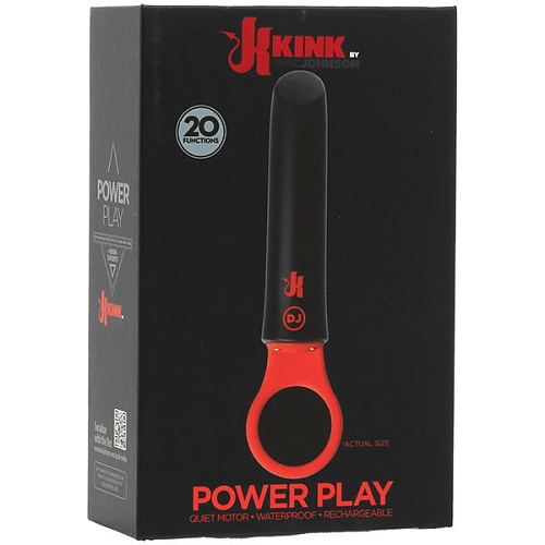 Чёрно-красный мини-вибратор Doc Johnson Power Play with Silicone Grip Ring 2402-60-BX (13,3 см)