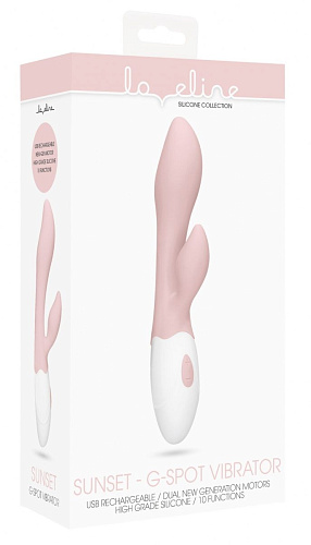 Розовый G-spot вибратор со стимулятором клитора Shots Media BV Sunset LOV016PNK (20 см)