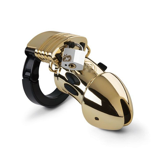 Золотистый пояс верности для электростимуляции MyStim Pubic Enemy No1 Gold Edition 46623