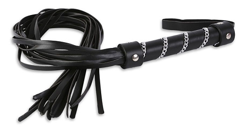 Чёрная плеть-многохвостка с витой рукояткой Пикантные штучки DP096 (87 см)