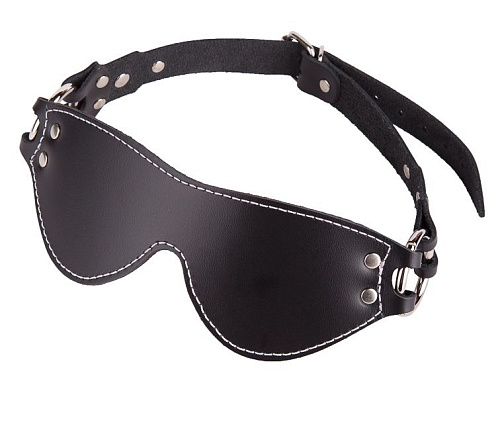 Чёрная маска из натуральной кожи с контрастной строчкой по краю Sitabella 3175-1