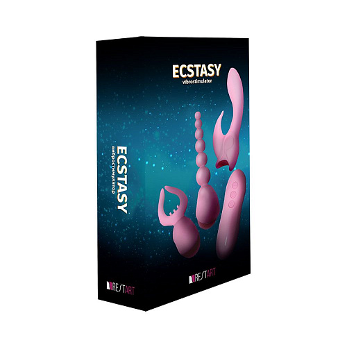 Нежно-розовый вибростимулятор с насадками RestArt Ecstasy RA-311