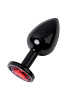 Чёрный анальный плаг с кристаллом красного цвета ToyFa 717008-59 (8,2 см)