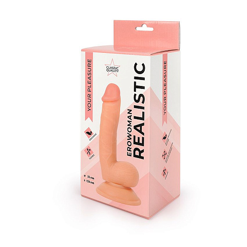 Реалистичный фаллоимитатор телесного цвета на присоске Bior toys Erowoman ER-30053