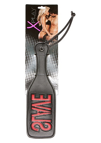 Чёрный пэддл с красной надписью Allure Lingerie X-Play «SLAVE» 2053