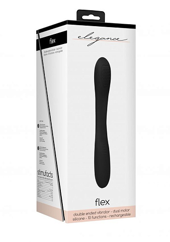 Чёрный двухсторонний вибратор Shots Media BV Flex ELE016BLK (21,5 см)