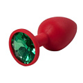 Красная силиконовая пробка с зелёным кристаллом 4sexdreaM 47155 (7,1 см)