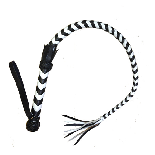 Чёрно-белая плётка с рукояткой Beastly S-A-03 White-Black (90 см)
