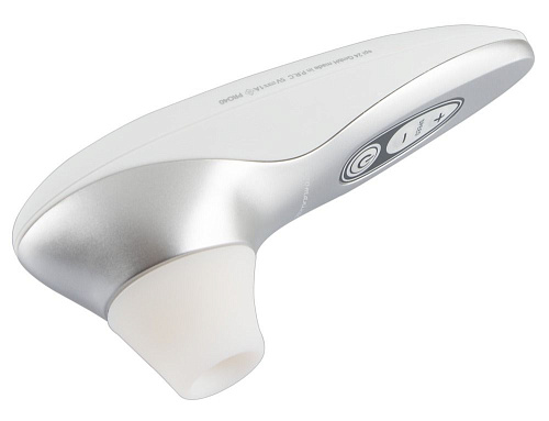 Бело-серебристый бесконтактный стимулятор клитора Womanizer Pro40 0587451