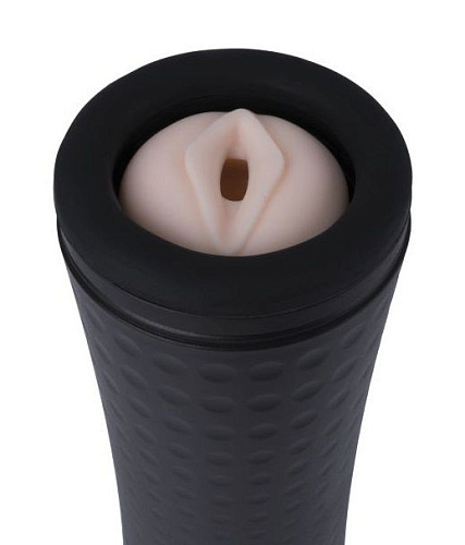 Чёрный мастурбатор в тубе с вибрацией и голосовым сопровождением Svakom Valerie Z17