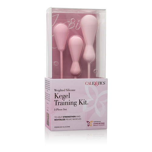 Розовый набор из 3 вагинальных кегель-массажёров разного размера California Exotic Novelties Weighted Silicone Kegel Training Kit SE-4807-05-3