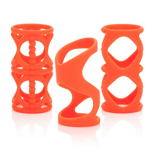 Набор оранжевых насадок на пенис California Exotic Novelties Posh Silicone Lovers Cages SE-1369-40-3