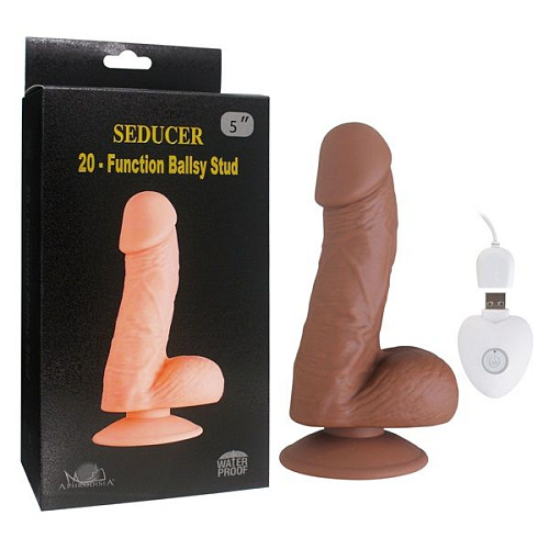 Коричневый вибратор Howells SEDUCER 20 Function Ballsy Stud 170314Brown (16,5 см)