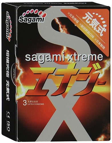Прозрачные презервативы с ароматом энергетика Sagami Xtreme Energy №3 (3 шт)