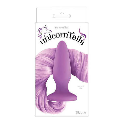 Сиреневая анальная пробка с сиреневым хвостом NS Novelties Unicorn Tails Pastel Purple NSN-0509-35