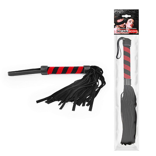 Чёрная многохвостовая плеть с круглой чёрно-красной ручкой Bior toys NTB-80514 (39 см)