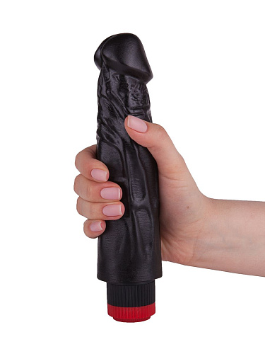 Чёрный вибратор-реалистик с крупными венками LOVETOY (А-Полимер) 417400 (18,5 см)