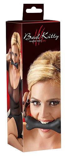 Чёрный силиконовый кляп-кость на регулируемых полиуретановых ремешках Orion Bad Kitty 2492032 1001