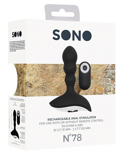 Чёрный массажёр простаты с пультом Shots Media BV N 78 Rechargeable Anal Stimulator SON078BLK (12 см)