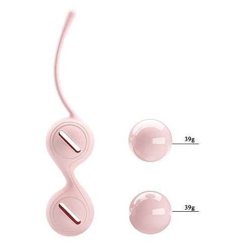 Нежно-розовые вагинальные шарики на сцепке Baile Kegel Tighten Up I BI-014490-2
