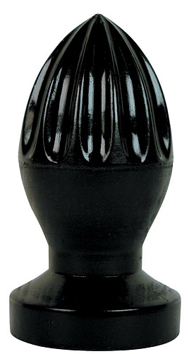Чёрная большая анальная пробка с продольными канавками Mister B MB775131 (12 см)
