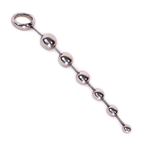 Серебристые металлические подвижные анальные шарики O-Products Anal Movable 6-Balls With Ring OPR-277009 (32 см)