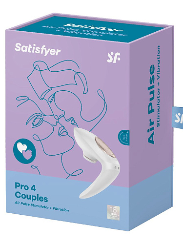 Вибро-вакуумно-волновой стимулятор для пар белого цвета Satisfyer Pro 4 Couples J2018-18