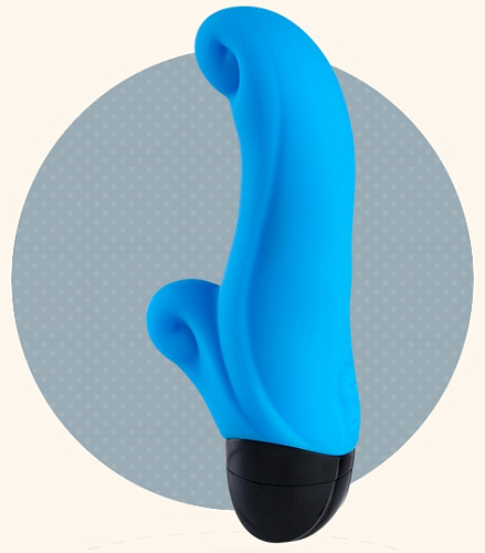 Голубой мини-вибратор с клиторальным стимулятором Fun Factory Ocean 04373