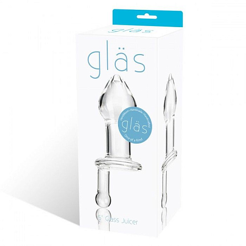 Прозрачный стеклянный анальный плаг с ручкой Glas GLAS-142 (12 см)