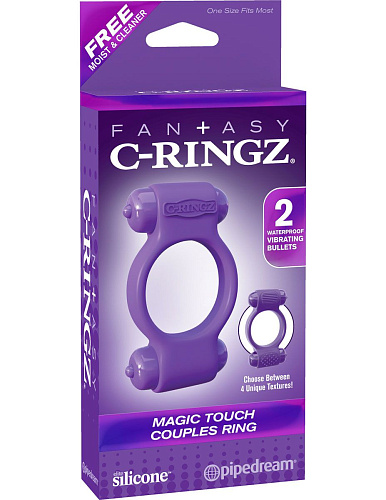 Фиолетовое эрекционное кольцо с 2 виброэлементами Pipedream Magic Touch Couples Ring PD5806-12