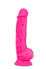 Розовый реалистичный фаллоимитатор на присоске Blush Novelties NEO 7.5INCH DUAL DENSITY COCK W. BALLS BL-89700 (19 см)