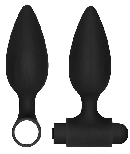 Чёрный анальный вибронабор Shots Media BV USB-Rechargeable Anal Set OU444BLK