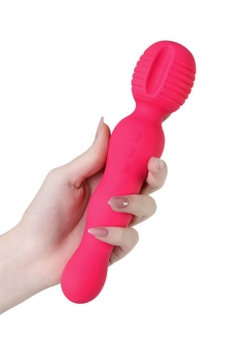 Розовый двусторонний вибратор с подогревом JOS All-In 783022 (21 см)