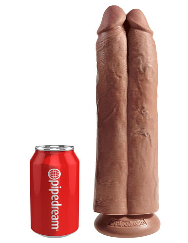 Сдвоенный фаллоимитатор-мулат кофейного цвета Pipedream 11 Two Cocks One Hole PD5552-22 (30,5 см)